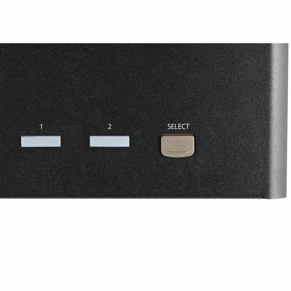 StarTech.com 2-ports DisplayPort KVM-switch för tre skärmar - 4K 60 Hz UHD HDR - Desktop DP 1.2 KVM med 2 portar USB 3.0-hubb (5 Gbit/s) och 4x USB 2.0 HID-portar, ljud - Snabbtangenter för omkoppling - TAA