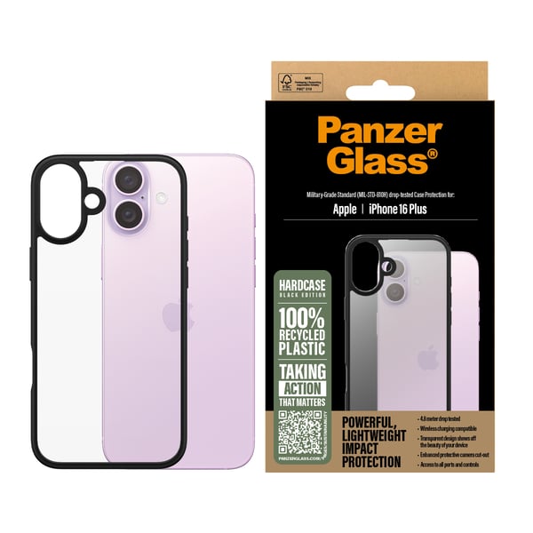PanzerGlass ® HardCase Transparent iPhone 16 Plus mobiltelefonfodral Mobilskal