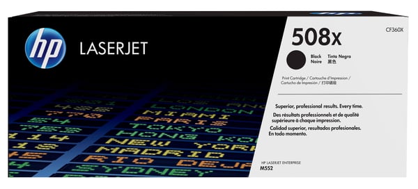 HP 508X, alkuperäinen riittoisa musta LaserJet-värikasetti HP 508X, alkuperäinen riittoisa musta LaserJet-värikasetti