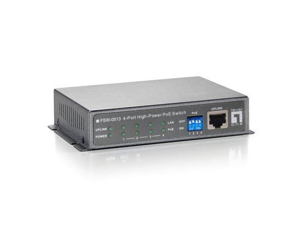 LevelOne FSW-0513 verkkokytkin Fast Ethernet (10/100) Power over Ethernet -tuki Musta, Harmaa