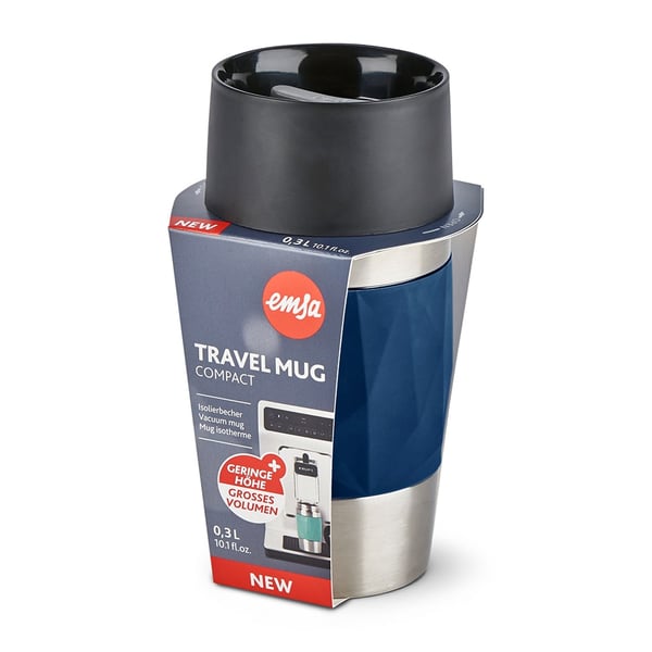 EMSA Travel Mug Compact 300 ml Blå, Rostfritt stål