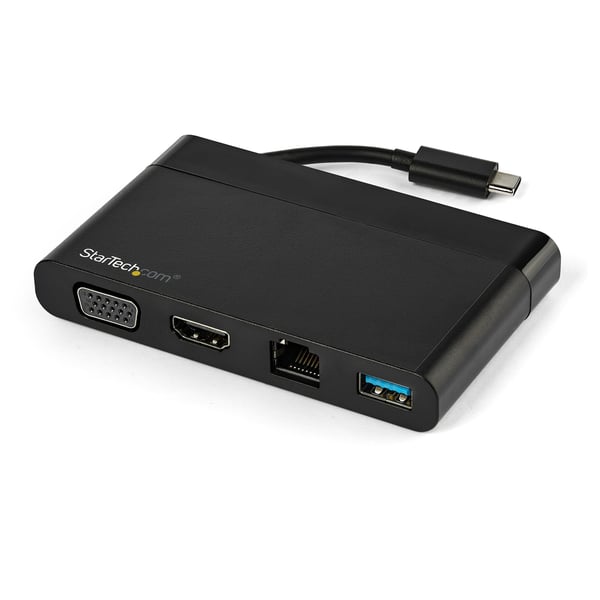 StarTech.com USB C-multiportadapter med HDMI, VGA, Gigabit Ethernet och USB 3.0 - USB C till 4K HDMI eller 1080p VGA-skärm med minidockningshubb - USB Type-C-resedockningsstation för bärbara datorer med USB-C