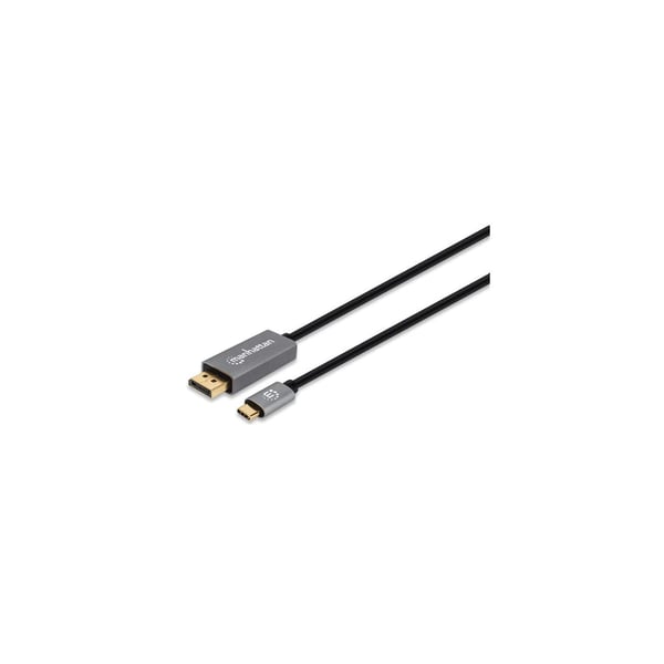 Manhattan 354851 videokaapeli-adapteri 3 m USB Type-C DisplayPort Musta, Hopea