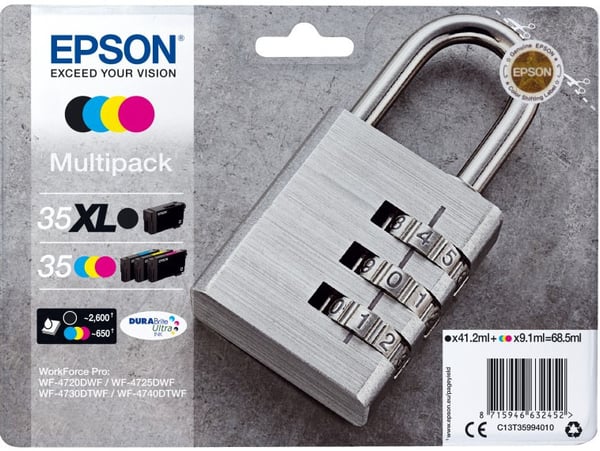 Epson Padlock Multipack 4-colours 35 XL Black/Std. CMY DURABrite Ultra Ink