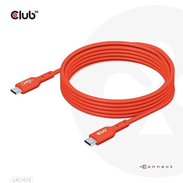 CLUB3D CAC-1573 USB-kaapeli USB 2.0 2 m USB C 0,48 Gbit/s 240 W Punainen
