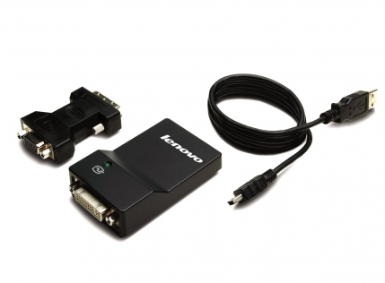 Lenovo USB 3.0 - DVI/VGA USB grafisk adapter 2048 x 1152 pixel Sort