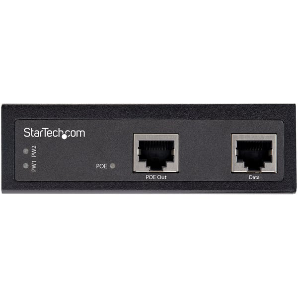 StarTech.com Industriell Gigabit PoE-injektor - Hög hastighet/hög effekt 90 W - 802.3bt PoE++ 48 V-56 VDC DIN-skena UPoE/Ultra Power Over Ethernet-injektoradapter -40 &degC till 75 &degC Robust