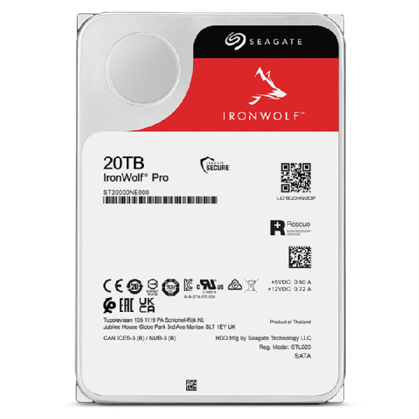 Seagate IronWolf Pro ST20000NT001 interna hårddiskar 20 TB 7200 RPM 256 MB 3.5"