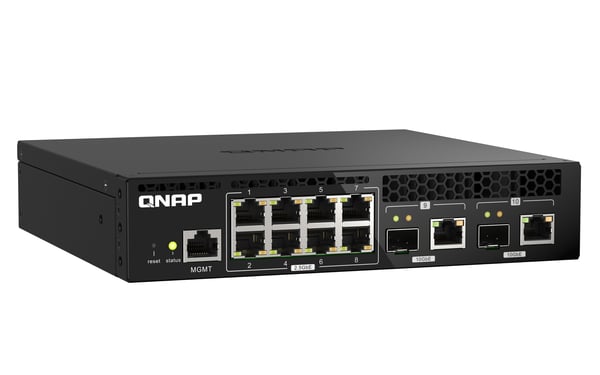 QNAP QSW-M2108R-2C verkkokytkin Hallittu L2 2.5G Ethernet (100/1000/2500) Power over Ethernet -tuki Musta