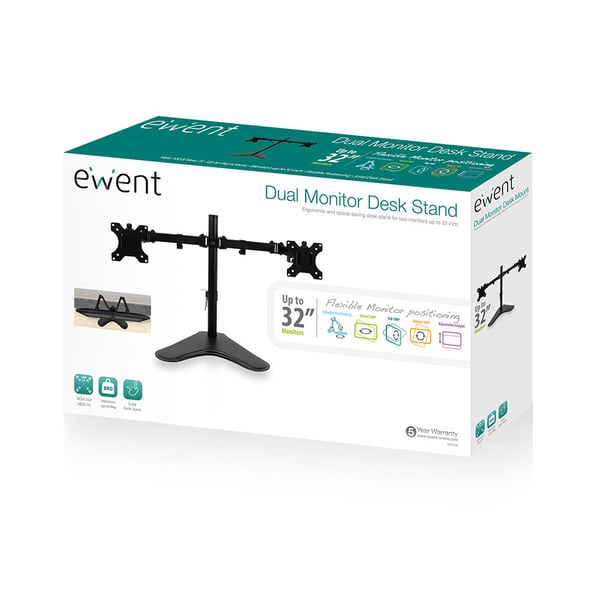Ewent EW1536 skærmbeslag og -stativer 81,3 cm (32") Skrivebord Sort