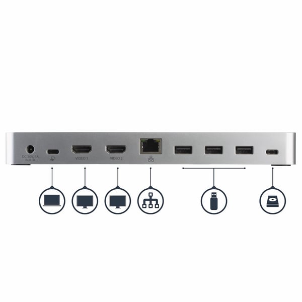 StarTech.com USB-C-docka med dubbla skärmar och MST - 5x USB 3.0-portar
