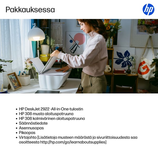 HP DeskJet 2922 Langaton All-in-One Väri Tulostin