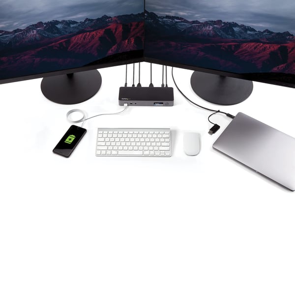 StarTech.com USB-A & USB-C Dockingstation - Hybrid Universal Laptop Dockingstation för dubbla skärmar
