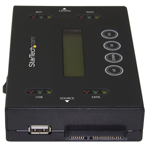StarTech.com 1:1 fristående hårddisk-duplikator och -raderare, USB-enhet och SATA HDD/SSD-diskkoonare och -raderare, LCD-bildskärm, TAA-kompatibel, OS-oberoende