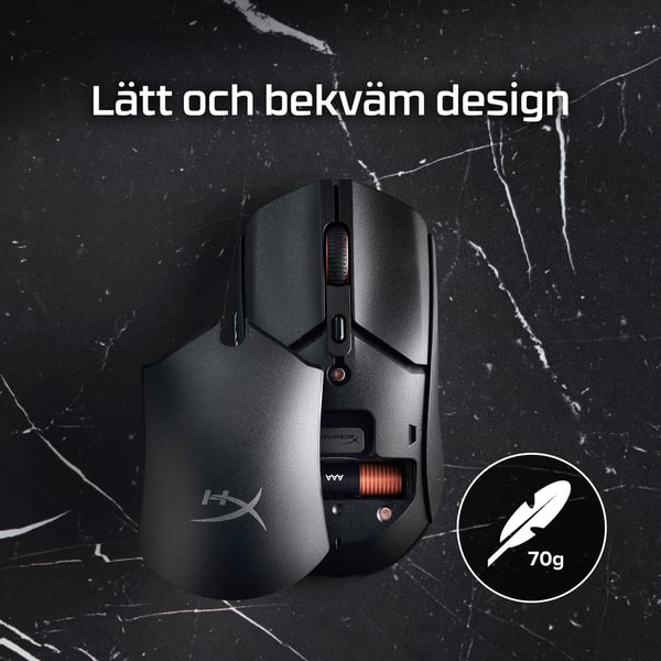 HyperX Pulsefire Haste 2 Core Wls – gaming-mus (svart/svart)