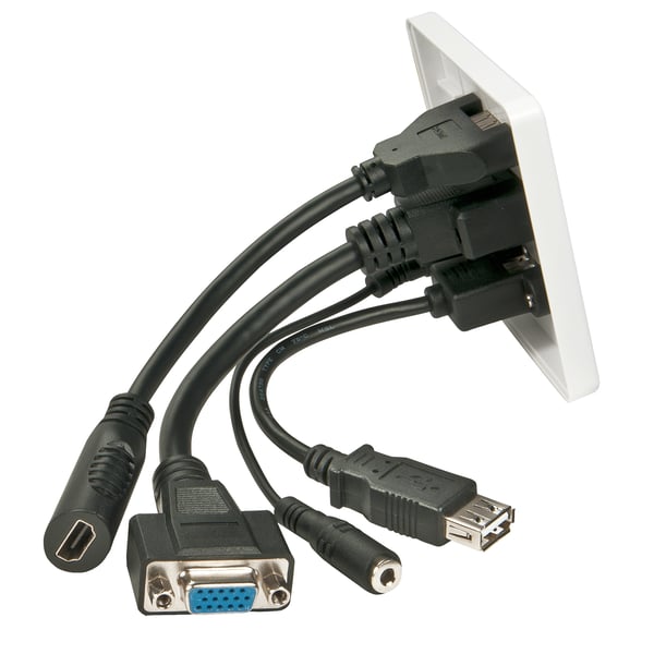 Lindy 60220 stikkontakt HDMI + VGA + USB A + 3.5mm Hvid