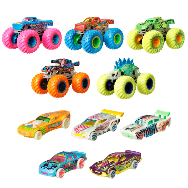 Hot Wheels Monster Trucks kollektion af selvlysende monstertrucks