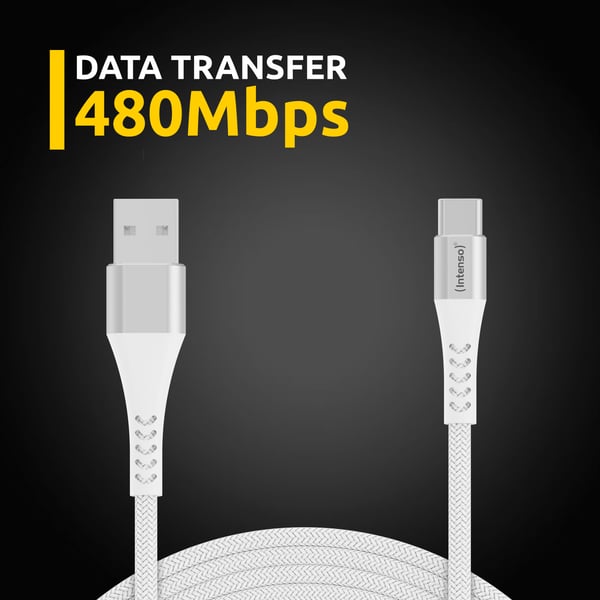 Intenso CABLE USB-A TO USB-C 1.5M/7901102 USB-kablar 1,5 m USB A USB C 0,48 Gbit/s 60 W Vit
