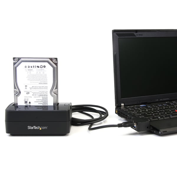 StarTech.com Dockningsstation för USB 3.0- till SATA-hårddiskar med ett enda fack, USB 3.0-hårddiskdockning (5 Gbps), extern 2,5/3,5 tums SATA I/II/III-hårddiskar/SSD-dockningsstation, hårddiskfack med toppladdning