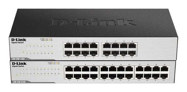 D-Link GO-SW-16G Ikke administreret L2 Gigabit Ethernet (10/100/1000) 1U Sort