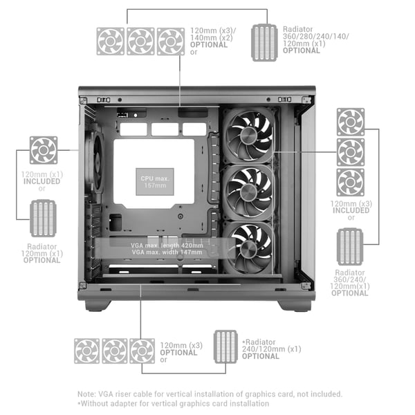 Mars Gaming MCREVMAX tietokonekotelo Midi Tower Musta