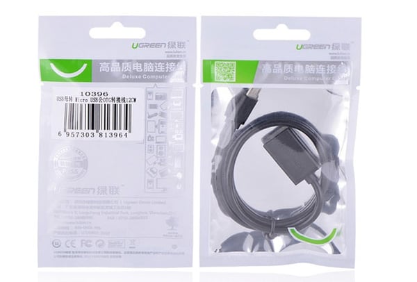 Ugreen 10396 USB-kabel USB 2.0 0,12 m USB A Micro-USB B 0,48 Gbit/sek. Sort