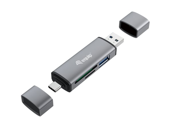 Equip 245460 kortläsare USB 3.2 Gen 1 (3.1 Gen 1) Type-A/Type-C Grå