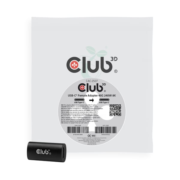 CLUB3D CAC-2507 USB-kabel USB4 Gen 3x2 USB C 40 Gbit/sek. 240 W Sort
