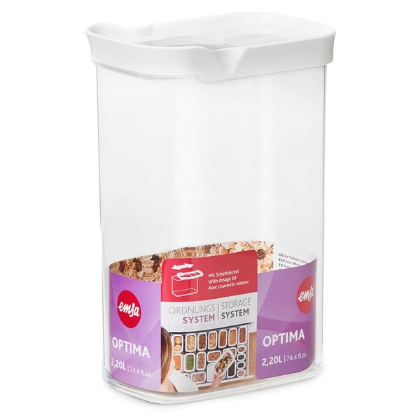 EMSA Optima Rektangulär Container 2,2 l Transparent, Vit 1 styck