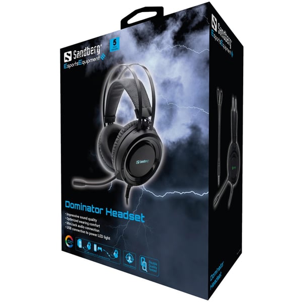 Sandberg 126-22 hovedtelefoner/headset Ledningsført Spil Sort