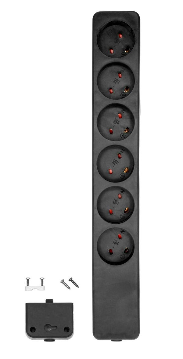 Microconnect MC-GRU0600EDBB stikdåse 0 m 6 AC stikkontakt(er) Indendørs Sort