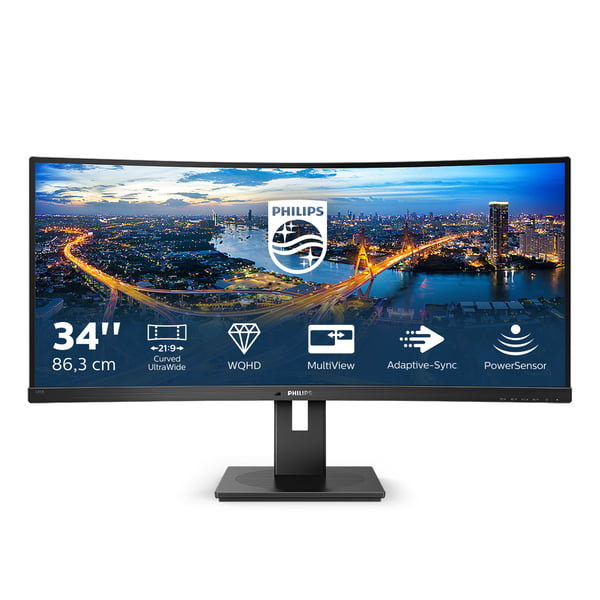 Philips B Line 345B1C/00 tietokoneen litteä näyttö 86,4 cm (34") 3440 x 1440 pikseliä Quad HD LCD Musta