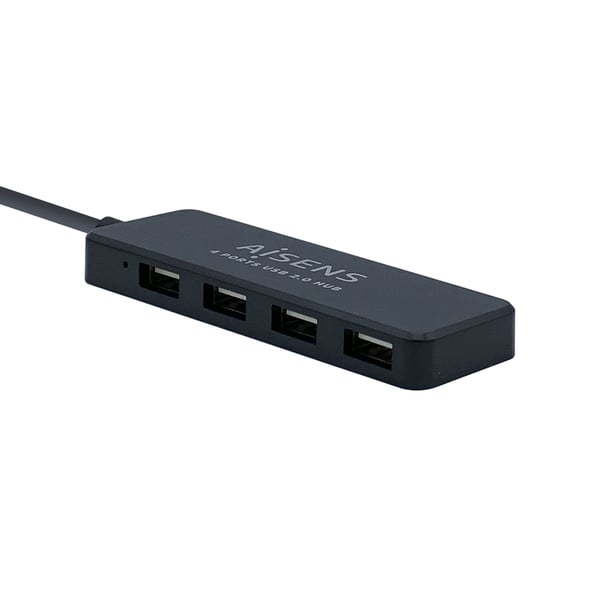 AISENS A104-0402 gränssnittshubbar USB 2.0 480 Mbit/s Svart