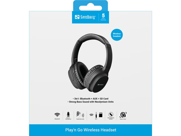 Sandberg 126-37 kuulokkeet ja kuulokemikrofoni Langallinen & langaton Pääpanta Puhelut/Musiikki USB Type-C Bluetooth Musta