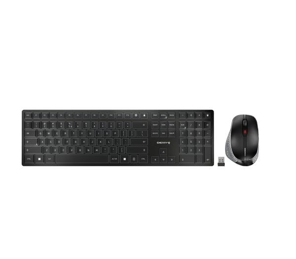 CHERRY DW 9500 SLIM tastatur Mus inkluderet Universel RF trådløs + Bluetooth QWERTY Engelsk Sort, Grå