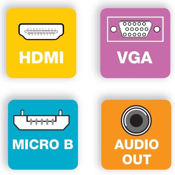 Techly HDMI - VGA+3.5mm+Micro USB B M/F 0,15 m Sort