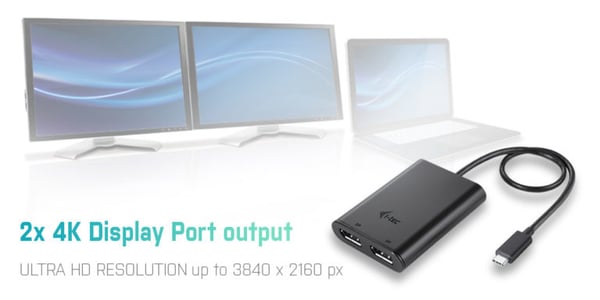 i-tec C31DUAL4KDP USB grafisk adapter 3840 x 2160 pixel Sort