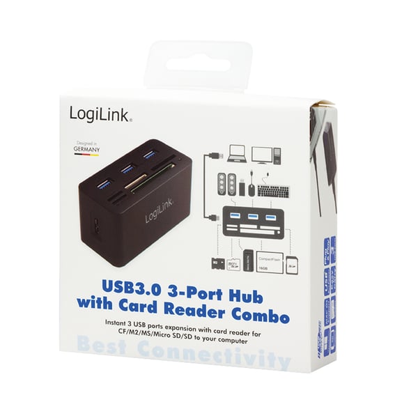 LogiLink CR0042 kannettavien tietokoneiden telakka ja porttitoistin Langallinen USB 3.2 Gen 1 (3.1 Gen 1) Type-A Musta