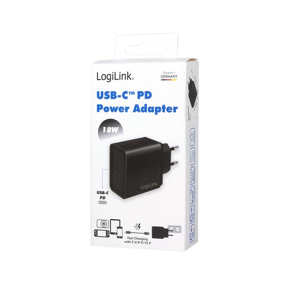 LogiLink PA0258 mobiililaitteen laturi Universaali Musta AC Pikalataus Sisätila