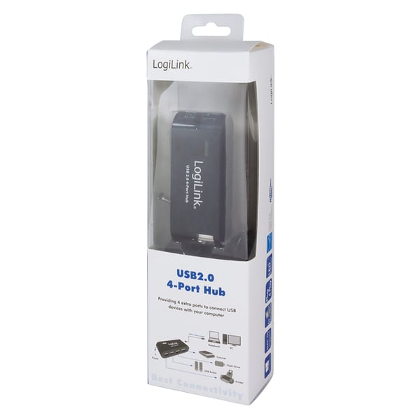 LogiLink UA0085 gränssnittshubbar USB 2.0 Type-A 480 Mbit/s Svart