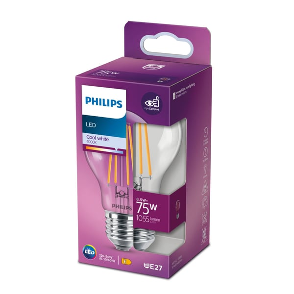Philips 8718699762032 LED-lampe Kold hvid 4000 K 8,5 W E27 E