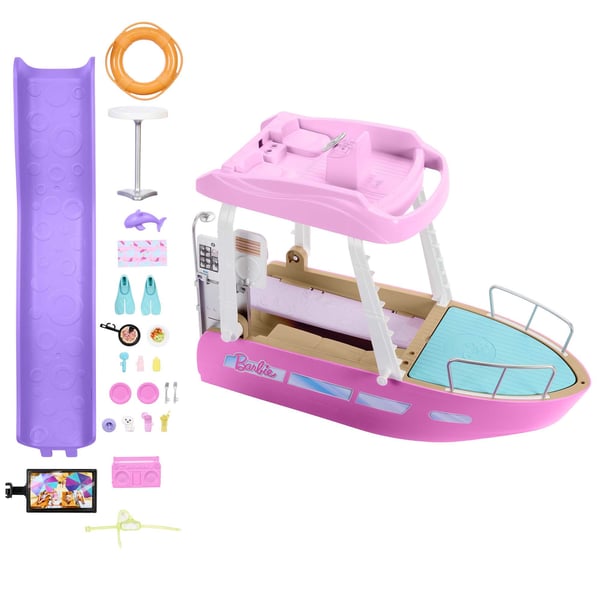Barbie Dream Boat-lekset med pool, rutschkana och mer än 20 tillbehör