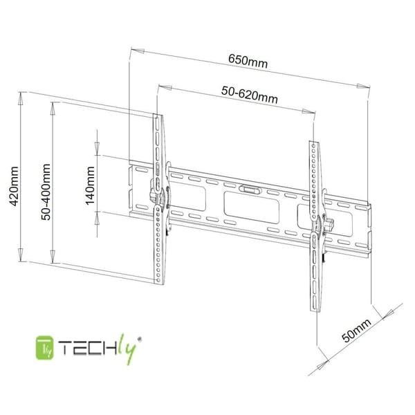 Techly ICA-PLB 131L TV-kiinnike 165,1 cm (65") Musta