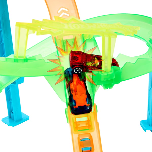 Hot Wheels Neon Speeders TORNADO JUMP CRASH Track Set