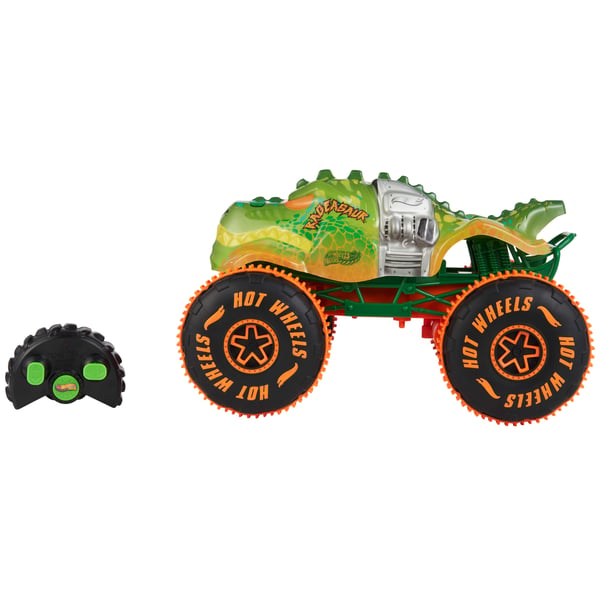 Hot Wheels Monster Trucks RC Rageasaur, paristokäyttöinen kauko-ohjattava leluauto 1:15-mittakaavassa