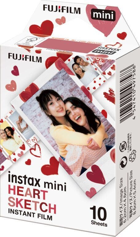 Fujifilm instax MINI Heart Sketch instant film 10 stk 54 x 86 mm