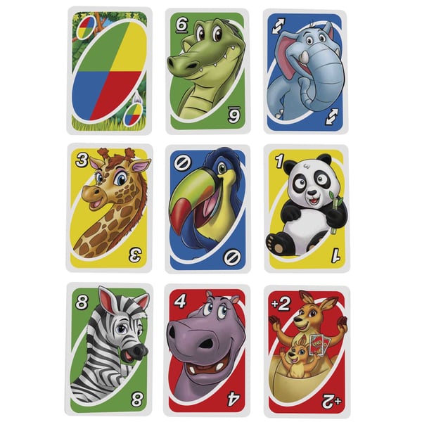 Mattel Games UNO Junior, kortspel för hela familjen för barn från 3 år och uppåt