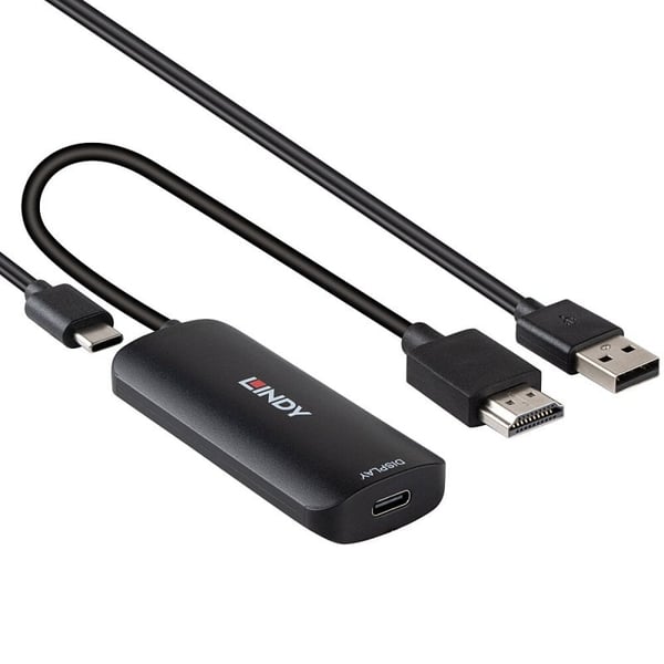 Lindy 43423 videokabeladapter 0,2 m USB Type-C HDMI + USB Type-C Svart