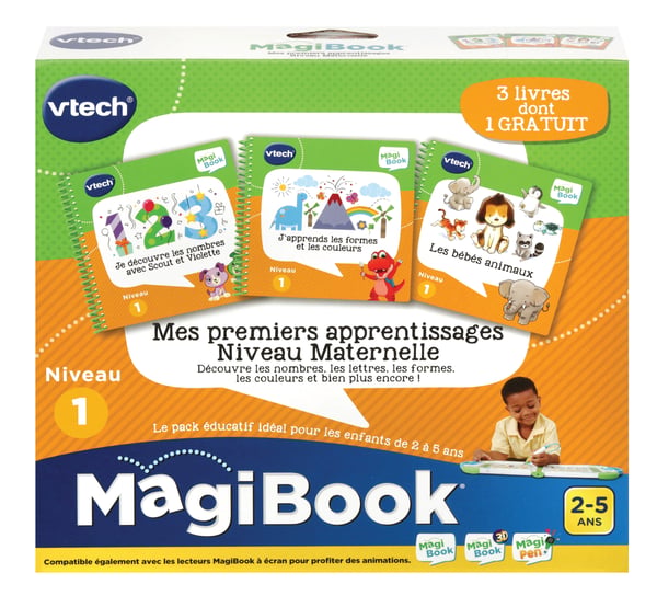 VTech MagiBook Mes premiers apprentissages Niveau Maternelle (Les bébés animaux, Je découvre les nombres avec Scout et Violette, J'apprends les formes et les couleurs)