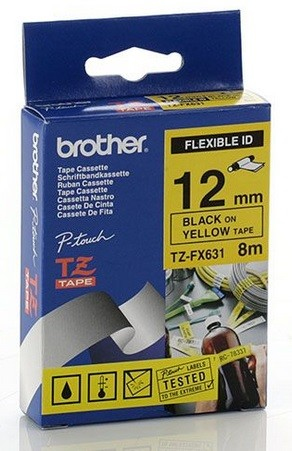 Brother TZ-FX631 etikettien kirjoitusnauha Musta keltaisella